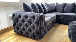 Ankara Black Velvet Fabric Large Corner Sofa | Foam Cushions | Durable Frame - Sofa In Store
