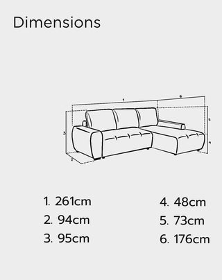 Lora Sofa Bed Grey Fabric Right Hand Facing Corner
