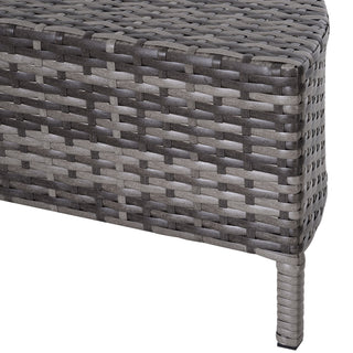 Outsunny 5 Pieces Rattan Garden Furniture Set, 4 Seater Half-Round Garden Sofa Set with Thickened Cushions, Wicker Conservatory Furniture with 4 Chairs, Rattan Coffee Table and Pillows, Grey - Sofa In Store