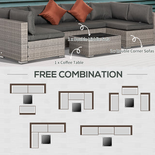 Outsunny Four-Piece Half-Square Rattan Sofa Set - Mixed Grey - Sofa In Store