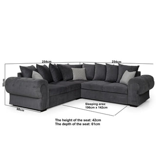 Chassidy Corner Sofa Bed Grey Fabric with Storage - Sofa In Store