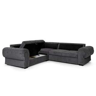 Chassidy Corner Sofa Bed Grey Fabric with Storage - Sofa In Store