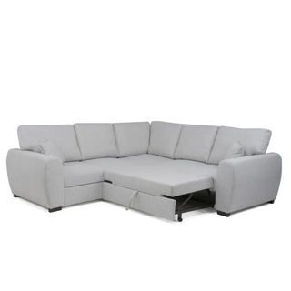 Camareom Corner Sofa Bed Cream Fabric With Storage - Sofa In Store
