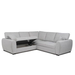 Camareom Corner Sofa Bed Cream Fabric With Storage - Sofa In Store