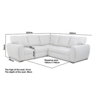 Camareom Corner Sofa Bed Cream Fabric With Storage - Sofa In Store