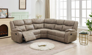 SOFAINSTORE Vistara Mink Fabric Recliner Corner Cinema Sofa – 6 Seater, Dual Manual Recline, Plush Deep Cushions