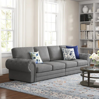 Elkland Graphite Grey Fabric 4 Seater Upholstered Sofa - Sofa In Store