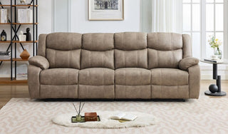 SOFAINSTORE Vistara 4 Seater Mink Fabric Recliner Sofa | Dual Manual Recline, High-Back Luxury Comfort, Plush Padded Seating, Home Cinema Style
