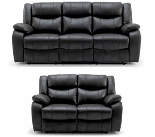 SOFAINSTORE Vistara 3+2 Seater Recliner Sofa Set – Black Fabric | High-Back Plush Comfort, Dual Manual Recline, Premium Living Room Centrepiece