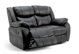 SOFAINSTORE Vistara 2 Seater Recliner Sofa – Black Fabric | Dual Manual Recline, High-Back Support, Padded Armrests