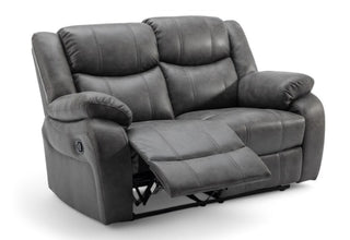 The RR Sofas SOFAINSTORE Vistara 3+2 Seater Recliner Sofa Set in grey fabric features high-back plush comfort, dual manual recline, and is a premium living room centrepiece—perfect for stylish home entertainment.