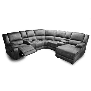 Nieve Fabric Electric Recliner 5 Seater Velvet Corner Sofa With Console - Sofa In Store
