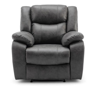SOFAINSTORE Vistara Recliner Armchair – Grey Fabric | Manual Recline Chair with High-Back Comfort & Deep Padded Arms