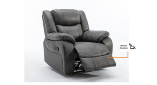 SOFAINSTORE Vistara Recliner Armchair – Grey Fabric | Manual Recline Chair with High-Back Comfort & Deep Padded Arms