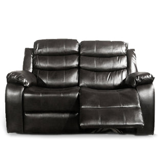 Venlo Black Leather Aire Recliner Sofa – 2 Seater | Manual Recline, Padded Arms, Foam & Spring Seat - Sofa In Store
