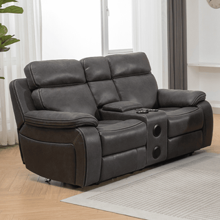 Tokyo Dark Grey Leather Electric Power Recliner Smart 2 Seater Sofa With USB Ports + Speakers - Sofa In Store