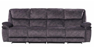 SOFAINSTORE Montera Charcoal Grey Suede Fabric Recliner Sofa – 4 Seater | Dual Manual Recliners, Plush Comfort, Padded Armrests