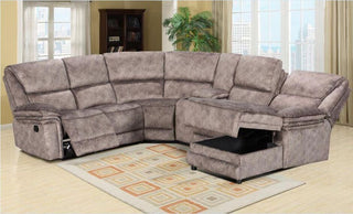 SOFAINSTORE Montera Modular Recliner Corner Sofa – 2+C+2 Chaise | Taupe Suede Fabric, Dual Manual Recliners, Hidden Storage, High-Back Plush Comfort for Luxe Living