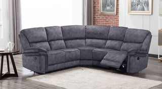 SOFAINSTORE Montera Modular Recliner Corner Sofa – 2+C+2 Configuration | Charcoal Grey Suede Fabric, Dual Manual Recliners, High-Back Plush Comfort for Luxe Living
