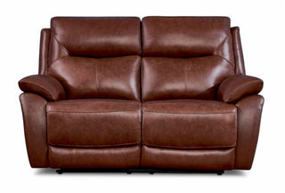 The RR Sofas SOFAINSTORE Montevia Chestnut Brown Genuine Cowhide Leather Recliner Sofa Suite 3+2+1 Seater features artisan craftsmanship, supreme comfort, high-back luxe design, and plush cushioned seats, shown against a white background.