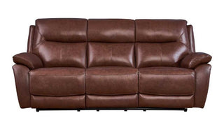 The RR Sofas SOFAINSTORE Montevia chestnut brown genuine cowhide leather recliner sofa suite (3+2+1 seater) features artisan craftsmanship, high-back luxe design, and supreme comfort with padded armrests and backrests.