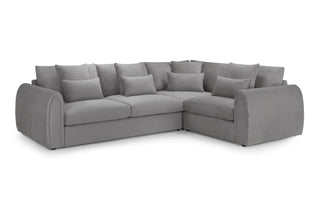 Mirabel Grey Velvet Right Hand Facing Corner Sofa | Stylish Design | Free Installation - Sofa In Store