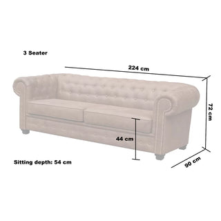 Haverly 3+2 Chesterfield Sofa Set - Distressed Leather Vintage Brown - Sofa In Store