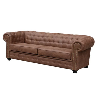 Haverly 3+2 Chesterfield Sofa Set - Distressed Leather Vintage Brown - Sofa In Store