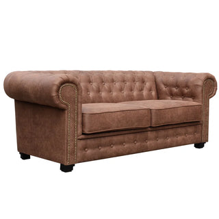 Haverly 3+2 Chesterfield Sofa Set - Distressed Leather Vintage Brown - Sofa In Store