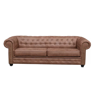 Haverly 3+2 Chesterfield Sofa Set - Distressed Leather Vintage Brown - Sofa In Store