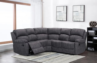 Alaska Grey Suede Fabric Recliner Corner Sofa – 5 Seater Manual | L-Shaped Comfort & Support - Sofa In Store