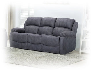 Alaska Grey Suede Fabric Recliner Sofa Set – Static 3 Seater + 2 Manual Reclining Armchairs | High Back Comfort - Sofa In Store