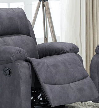 Alaska Grey Suede Fabric Recliner Sofa Set – Static 3 Seater + 2 Manual Reclining Armchairs | High Back Comfort - Sofa In Store
