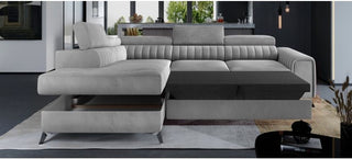 Sophia LHF Grey Plush Velvet Sofa Bed | Chrome Legs | Adjustable Headrests - Sofa In Store