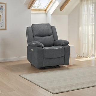 SOFAINSTORE Harald Grey Fabric Electric Recliner Armchair | Power Recline, Padded Comfort & Contrast Stitching