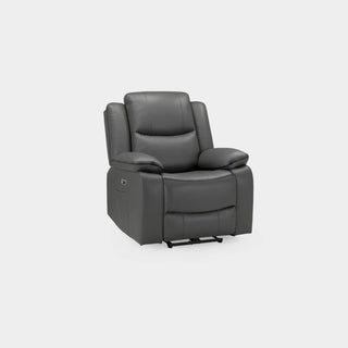 SOFAINSTORE Harald Grey Leather Electric Recliner Armchair | Power Recline, Padded Comfort & Contrast Stitching