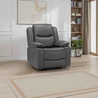 SOFAINSTORE Harald Grey Leather Electric Recliner Armchair | Power Recline, Padded Comfort & Contrast Stitching