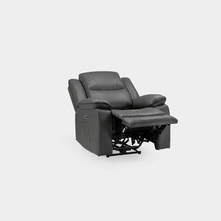 SOFAINSTORE Harald Grey Leather Electric Recliner Armchair | Power Recline, Padded Comfort & Contrast Stitching