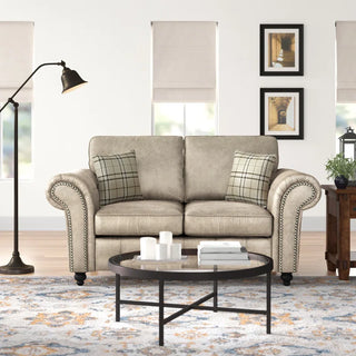 Bodnar 2 Seater Faux Leather Loveseat Beige - Sofa In Store