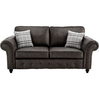 SOFAINSTORE Brantford Black Suede-Effect 3 Seater Sofa | Rolled Arms, Stud Detailing, Classic Chesterfield Style