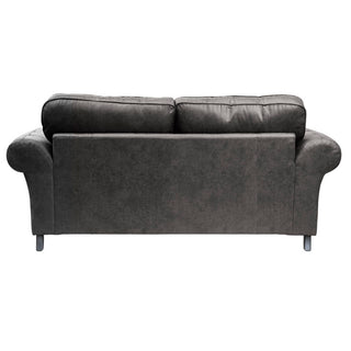 SOFAINSTORE Brantford Black Suede-Effect 3 Seater Sofa | Rolled Arms, Stud Detailing, Classic Chesterfield Style