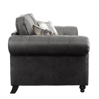 SOFAINSTORE Brantford Black Suede-Effect 3 Seater Sofa | Rolled Arms, Stud Detailing, Classic Chesterfield Style
