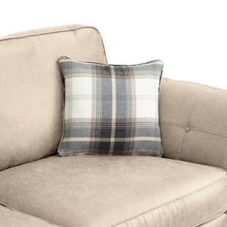 SOFAINSTORE Brantford Beige Suede-Effect 3 Seater Sofa | Rolled Arms, Stud Detailing, Classic Chesterfield Style