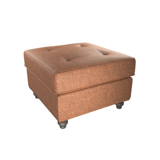 SOFAINSTORE Brantford Tan Brown Suede-Effect Footstool | Button-Top Ottoman, Classic Chesterfield Accent
