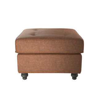 SOFAINSTORE Brantford Tan Brown Suede-Effect Footstool | Button-Top Ottoman, Classic Chesterfield Accent