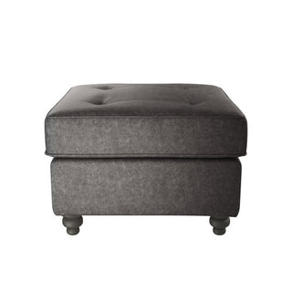 SOFAINSTORE Brantford Black Suede-Effect Footstool | Button-Top Ottoman, Classic Chesterfield Accent