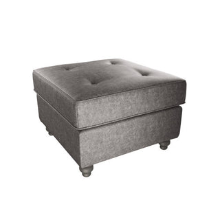 SOFAINSTORE Brantford Black Suede-Effect Footstool | Button-Top Ottoman, Classic Chesterfield Accent