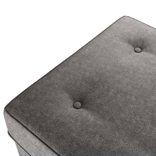SOFAINSTORE Brantford Black Suede-Effect Footstool | Button-Top Ottoman, Classic Chesterfield Accent
