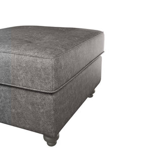 SOFAINSTORE Brantford Black Suede-Effect Footstool | Button-Top Ottoman, Classic Chesterfield Accent