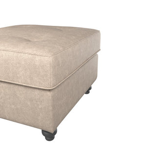 SOFAINSTORE Brantford Beige Suede-Effect Footstool | Button-Top Ottoman, Classic Chesterfield Accent
